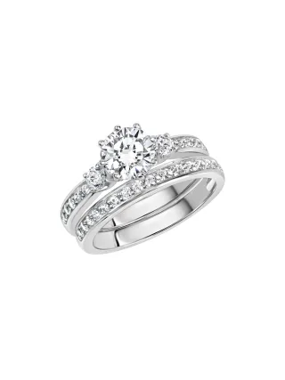 Zeeme Silber Ring Silber 925 zweiteilig mit Zirkonia weiß