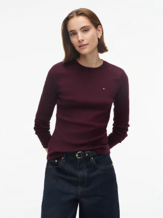 CODY SLIM C-NK L/S T-SHIRT Deep Burgundy - Gr. - L