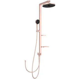 Ideal Standard Duschsystem Alu+ o.Arm., m.2 Ablagen, 2F-HB und 2F-Kopfbrause Rose, BD585RO BD585RO