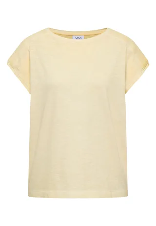 CECIL - T-Shirt aus Jersey im Garment Dye Look buttermilk yellow - Gr. - L