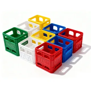 3D Printed Battery Storage Box DIY Crate AA/AAA/9V/18650/21700 Battery Stackable Storage Basket