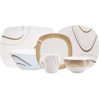 HEKERS Geschirr-Set 100% Melamin-Geschirr (6-26teilig) Cappuccino elfenbeinweiss/braun, 1 Personen, 18 teilig - 4 Personen, Geschirr-Set, Tafelgeschirr, Campinggeschirr, Spülmaschinenfest