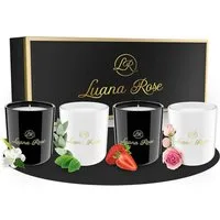 Luana Rose Duftkerze Aromakerze Geschenkset Duft Sojawachs Kerze (4-tlg), 4 Verschiedene Düfte Rose, Pear Lily, Eucalyptus und Erdbeere je 70g