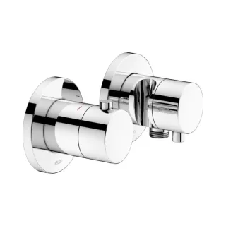 Keuco Plan Blue Brausethermostat 53953011221 chrom, 2 Verbraucher, mit Wandanschlussbogen und Brausehalter