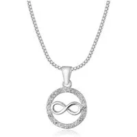 NAHLE Kette mit Anhänger Silberkette Unendlichkeit Infinity Halskette (inklusive Schmuckbox), 925 Silber Anhänger mit Zirkonia - rhodiniert