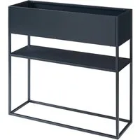 en.casa Blumenkasten, »Joensuu« Hochbeet mit Ablage 80 x 80 x 25 cm Stahl Schwarz