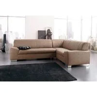 DOMO collection Ecksofa Alisson, zeitlose Optik, flache Armlehnen, L-Form, fester Sitzkomfort, wahlweise mit Bettfunktion