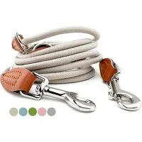 Leisegrün Hundeleine Hundeleine kleine Hunde, 4-fach verstellbar mit 2 Karabiner, 3 m, Nylon