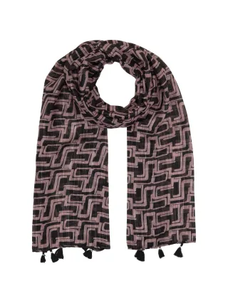 Tom Tailor - Gemusterter Schal mit recyceltem Polyester black lilac abstract design - Gr. - OS