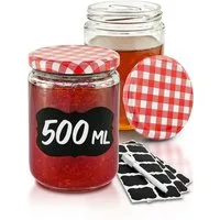 Praknu Einmachglas 12 Einmachgläser 500ml mit Schraubdeckel, Etiketten - Luftdichte, Glas, (Set, 12-tlg), Mit Etiketten & Stift - Luftdicht - Spülmaschinenfest