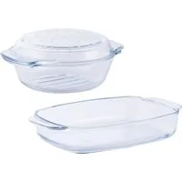van Well Auflaufform, Glas, (3-St), feuerfestes Glas, 1,7 u. 2,3 Liter
