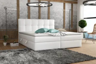 Boxspringbett Schlafzimmerbett ARTURO 120x200cm Kunstleder Soft Weiß