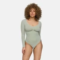 cfab Shaping-Body Bodysuit Sculpting Shapewear Longsleeve mit String-Sage Green-XL (1-tlg)