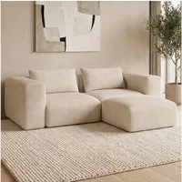 skølm Sofa Hårga aus Cord, Vollschaumcouch mit Federkern und Vakuum-Kompression, Couch 2-Sitzer + Hocker inkl. 2 Kissen, Beige, kein Aufbau erforderlich