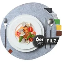 Loco Bird Platzset Tischset aus Filz, 6er Set Rechteckig, 38 cm Telleruntersetzer, (Tischset), abwischbare Tischuntersetzer Platzdeckchen