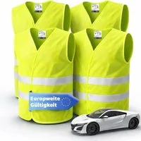 POWR Car Warnweste 4X Warnwesten Auto 2026: Sicherheitsweste ISO20471 (4er Set, 4-tlg., 4-teilig)