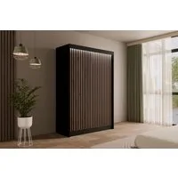 ALTDECOR Schiebetürenschrank VILANv2 (Kleiderschrank Garderobenschrank mit viel Stauraum Moderner Schrank) Vielseitiger Schwebetürenschrank Lamellen LED Beleuchtung