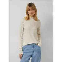 s.Oliver Langarmshirt T-Shirt Geripptes Langarmshirt mit gewelltem Saum