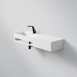 Steinberg Serie 443 Waschtisch Wandwaschtisch aus Mineo Stone, matt white, 443 7210 W 443 7210 W