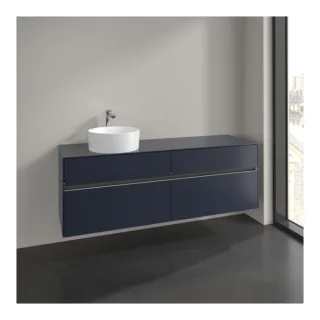 Villeroy und Boch Collaro Waschtischunterschrank C050B0VQ 160x54,8x50cm, Waschtisch links, LED-Beleuchtung 12W, marine blue