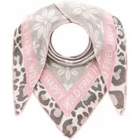 Zwillingsherz Dreieckstuch "Blumen & Leo", Eyecatcher Tuch, Mustermix: Leomuster und Blumen, Feinstrick, wärmend