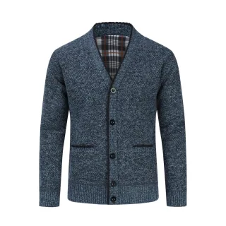 Herren Strickjacke mit Zwei Taschenknopf Stehkragen Strickjacke für den Winter Blau