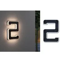 Paulmann LED Außen-Wandleuchte Solar Hausnummer, LED fest integriert, Warmweiß, LED-Modul, Hausnummern, Buchstaben wählbar, Akku wechselbar