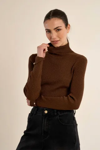molly bracken - Rollkragen-Strickpullover braun - Gr. - M