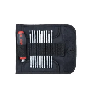 Wiha Schraubendreher mit Wechselklingen Set SYSTEM 6 gemischt 12-teilges Set mit Rolltasche - 03591