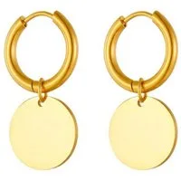 KARMA Ohrhänger-Set Creolen Damen Edelstahl – Goldene & Silberne Ohrringe mit Coins (wasserfest & antiallergisch Ohrringe, mit runden Plättchen Ohrschmuck), Vergoldete Hoops