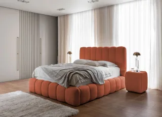 Polsterbett Doppelbett Set.2 CARSON 160x200cm Stoff Catch Me Rostbraun