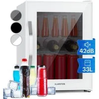 Klarstein Getränkekühlschrank 10039425, 55.2 cm hoch, 40.3 cm breit, Mini Kühlschrank ohne Gefrierfach klein Getränkekühlschrank Glastür