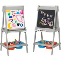 AIYAPLAY Tafel 3-in-1, doppelseitig, mit Aufbewahrungsboxen, (Kinder Staffelei, 1-tlg., Kindertafel), für Kinder 3-8 Jahre, Grau