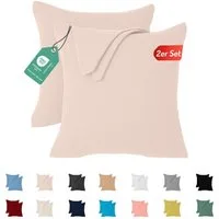 livessa Kissenbezug 2er Set Kissenbezug Kissenhülle Baumwolle Jersey Reißverschluss weich, %100 Baumwolle Jersey Stoff 140 g/m², Ultra Weich und Atmungsaktiv