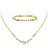Zaewry Schmuckset Modisches Strass-Halsketten und Armband-Schmuckset (2-tlg), 2-teiliges Damen-Schmuckset