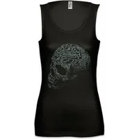 Urban Backwoods Tanktop Ornament Skull I Ärmelloses Damen T-Shirt Schädel Dead Death Totenkopf Tattoo Art Rockabilly