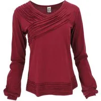 Guru-Shop Longsleeve Langarmshirt Boho Style, einfarbiges Shirt mit.. alternative Bekleidung