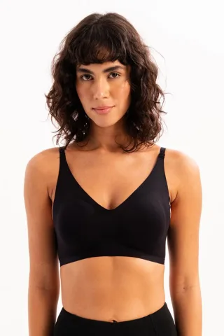 JUSTEVER Nahtloser Minimizer-BH mit herausnehmbaren Polstern, Schwarz, Damen-Laser-BH - Luna