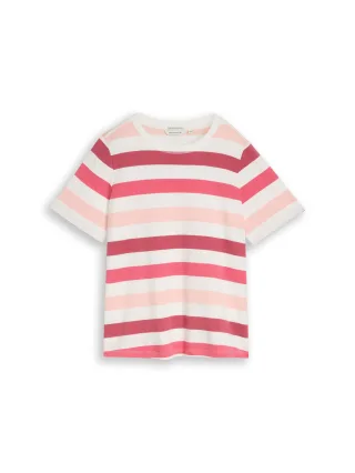 Tom Tailor - Plus Size - T-Shirt aus Baumwolle coral offwhite stripe - Gr. - 48