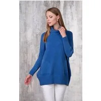 Passioni Rollkragenpullover Lang mit Vordertaschen