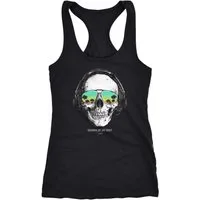 Neverless Tanktop Damen Tank-Top Totenkopf Kopfhörer Musik Party Skull Sonnenbrille