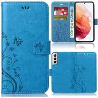 Numerva Handyhülle Bookstyle Flower für Samsung Galaxy S21 FE, Handy Tasche Schutzhülle Klapphülle Flip Cover mit Blumenmuster