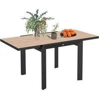 Outsunny Gartentisch für 6 Personen (wetterfest Buffettisch, 1-St., ausziehbarer Balkontisch), 80,160 x 80 cm, für Garten, Terrasse Balkon Naturholz
