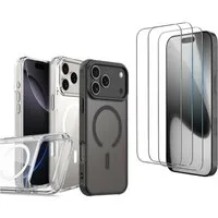 Futurea Smartphone-Hülle iPhone 17 MagSafe Schutzhülle Case mit 3x Panzerglas Schutzfolie 6,3 - 6,9 Zoll, für Apple iPhone 17 Air, Pro, Pro Max und 3x Panzerglas mit Vorlage