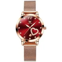 OLEVS Quarzuhr Damenuhr Olevs Roségold mit Herz-Diamant – Glamouröse Uhr