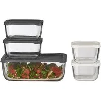 Pasabahce Frischhaltedose, Glas, (5 Dosen mit Deckel, 5-tlg., Set), spülmaschinen-, gefrier-, backofen-, mikrowellenfest