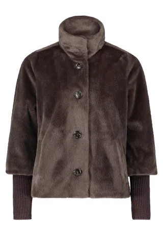 Betty Barclay - Plüschjacke dunkelbraun - Gr. - 44