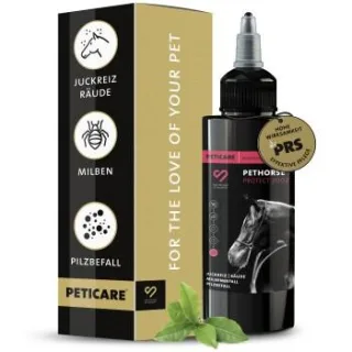 Peticare Anti-Parasiten Mittel für Pferde gegen Milben Flöhe Pilze 100 ml