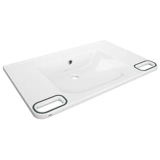 KWC Aquarotter Einzelwaschtisch, MEDCARE, MIRANIT, 850x150x550 mm, weiß/grau, Ül., Griff, 2030072432 2030072432