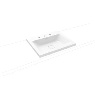 Kaldewei Cono Aufsatzwaschtisch 901906033001 3083, 60x50x4cm, weiss Perl-Effekt, 3 Hahnlöcher